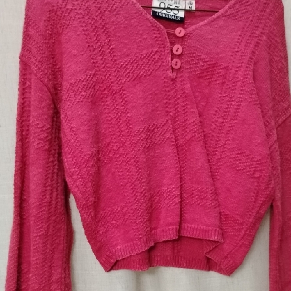 955 Vintage Y2K Pink Long Sleeve Sweater Crop Top